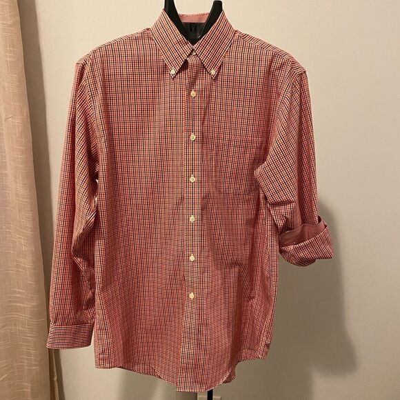 Brooks Brothers 346 Non-Iron Button Up Shirt Red Checkered Pattern, Medium - Picture 1 of 8